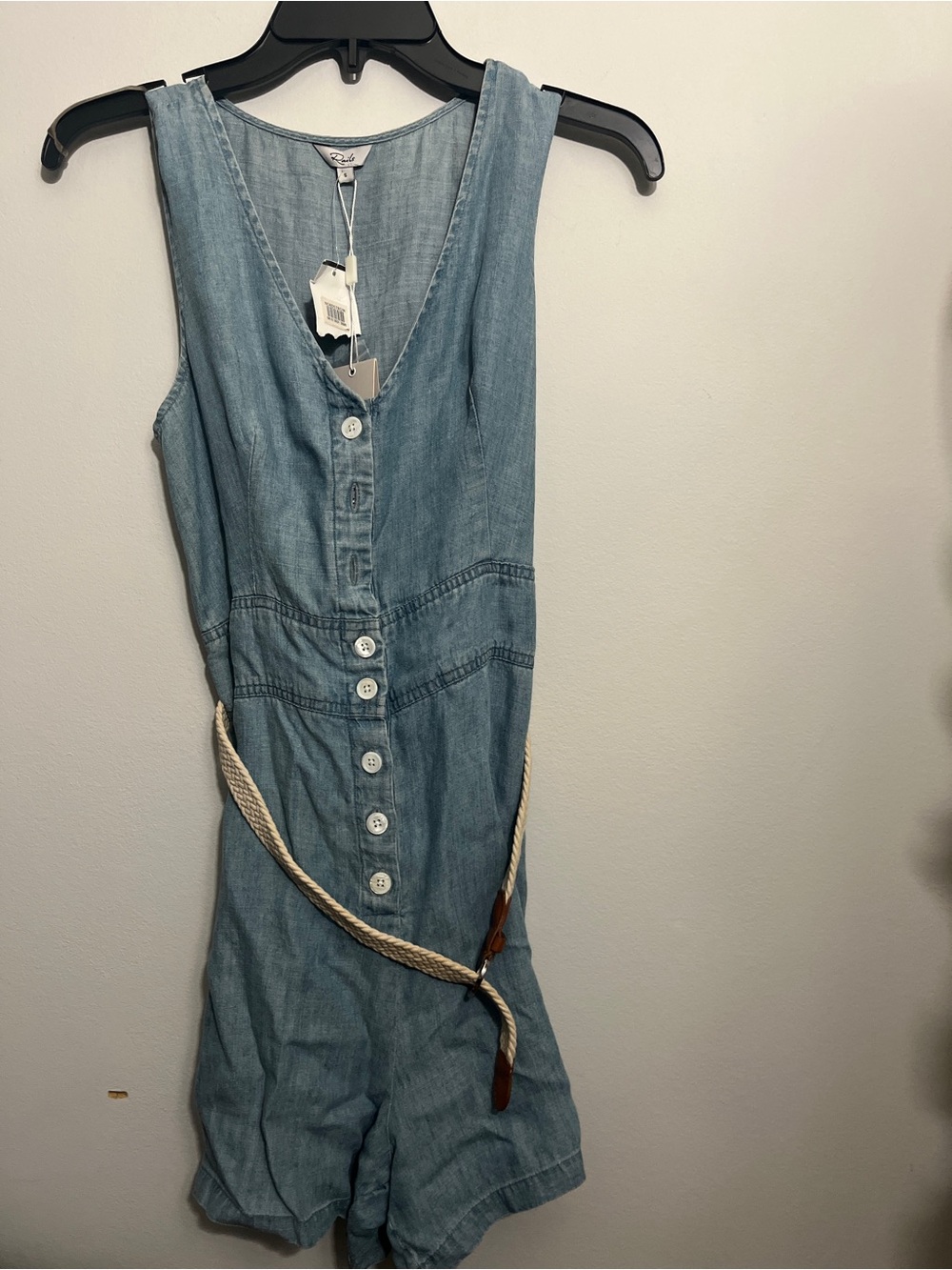 Rails Light Blue Denim V-Neck Romper